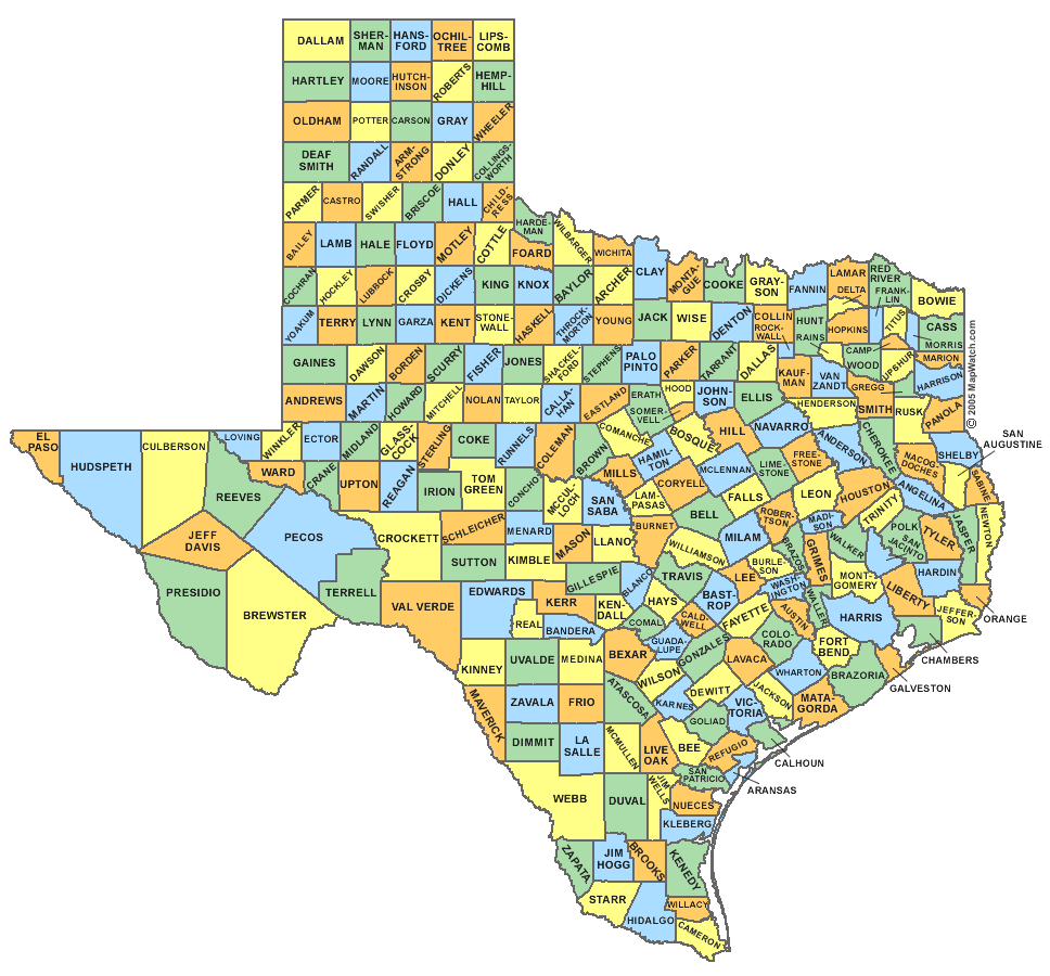 Map of Texas Counties